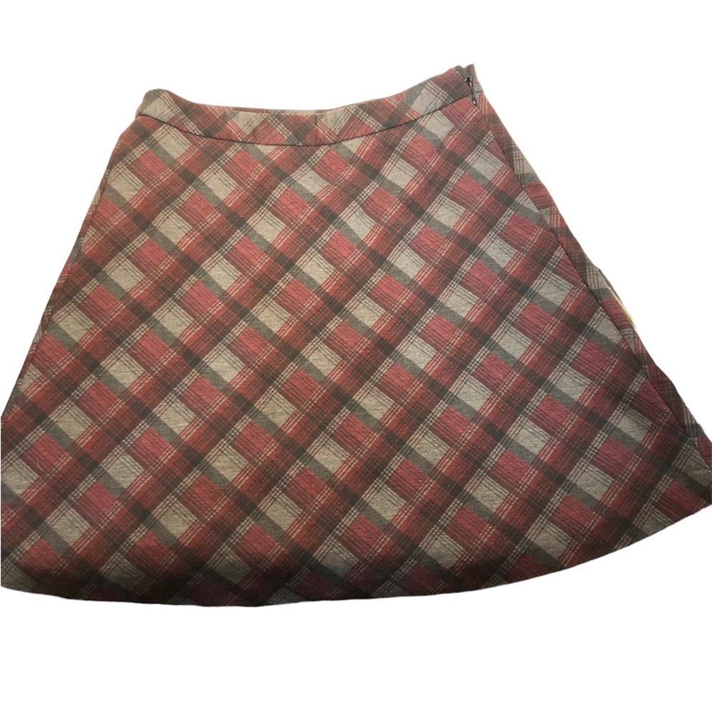 Mario Serrani Italy A Line Plaid mini skirt  Burgundy and Grey Medium